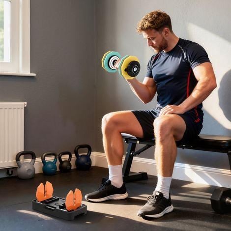 Haltères réglables 5/10/15/20/25 kg – haltères compacts avec poignée ergonomique antidérapante pour musculation à la maison (1/4)