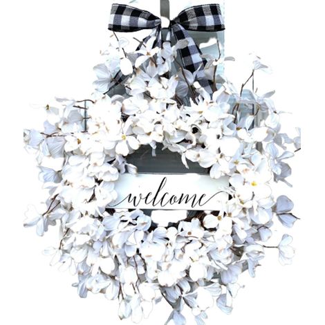 Guirlande Florale - Guirlande Porte Frontale en Plastique Blanc - Pour Décoration Intérieure Extérieure - 40 cm - 1 Pièce (1/5)