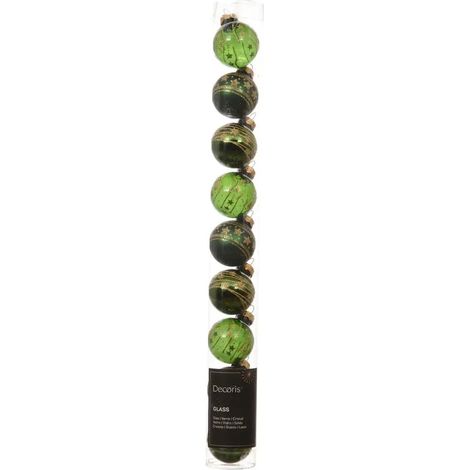 Caja de 9 bolas de Navidad de vidrio verde pino Ø3 cm (1/3)