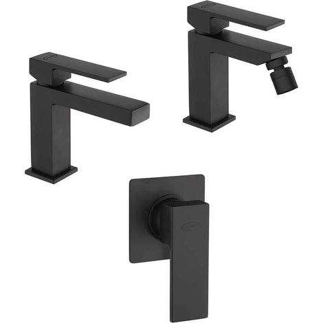 Set miscelatori nero opaco lavabo bidet e doccia incasso Twinkle Jacuzzi Rubinetteria (1/5)