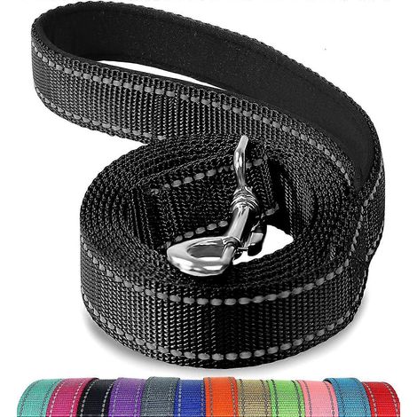 Laisse réfléchissante pour chiens de toutes tailles, en nylon résistant et durable, idéale pour les promenades et le dressage. Laisse robuste de 1,8 m avec système anti-reflets. (1/3)
