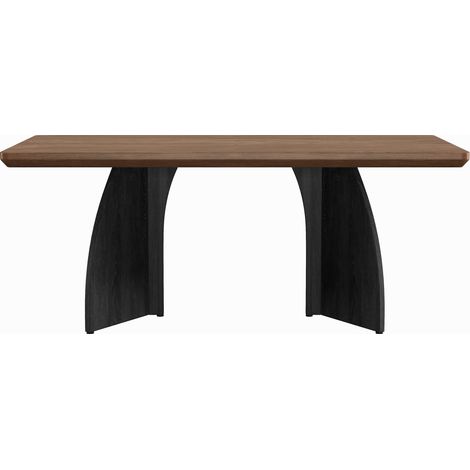 CHICFURN Mesa de comedor 160 x 80 cm para 4-6 personas, tablero de MDF de 4 cm, diseño moderno en madera oscura con patas negras para salón y cocina (1/5)