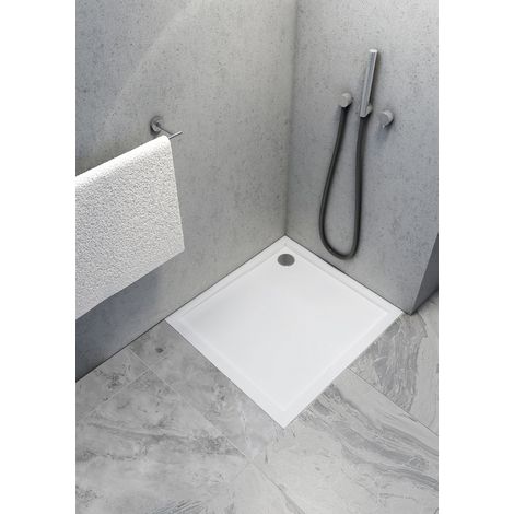 Receveur de douche en acrylique blanc - carré - ZAHER - 80 x 80 (1/5)