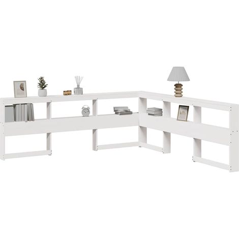 Kopfteil mit Bücherregal L-Form Weiß 200 cm Massivholz Kiefer vidaXL (1/5)