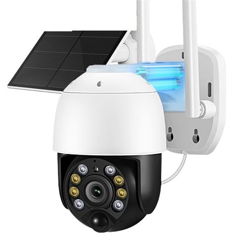 Caméra de sécurité à domicile Caméra de surveillance solaire 4G intégrée 12000mAh alimentée par batterie Vision nocturne couleur 3MP caméra de sécurité solaire sans fil extérieur P2P ( Color : WiFi Ca (1/5)