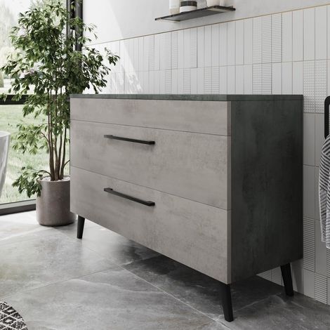 Bathroom Cloakroom Countertop Vanity Unit Cabinet Drawer 1200mm Soft Close Grey (1/5)