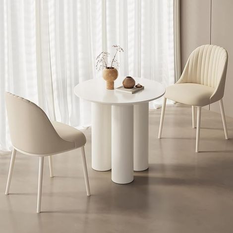 Guyii 76cm Ensemble Table Ronde avec chaises Table Blanche, Ensemble de Meubles pour Salle à Manger, idéal pour Salle à Manger ou Cuisine, avec 2 chaises (1/5)