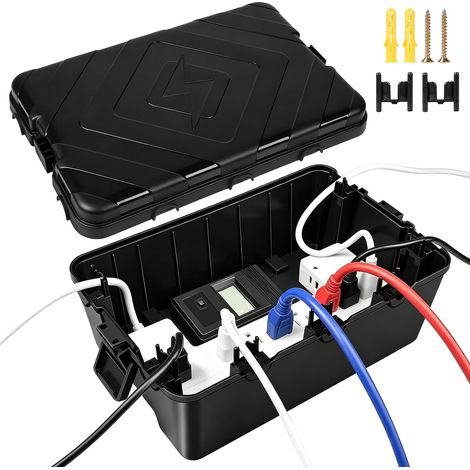 Boîte de Connexion Électrique Extérieure Étanche IP54, 32 × 21,2 × 13,2 cm Boîte à Câbles Étanche pour L'extérieur (Mur/Sol) avec 7 Entrées de Câbles pour Multiprises, Rallonges et Fiches (1/5)