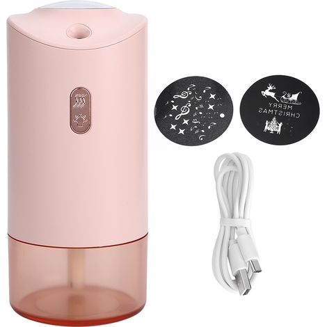 Mini humidificateur d'air rechargeable USB 300 ml avec lumière d'ambiance projetée pour la maison, le bureau et la voiture, rose (1/5)