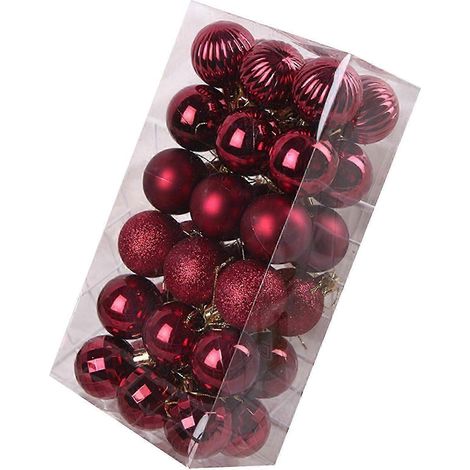 Visland Lot de 36 décorations de Noël de 4 cm avec trou de suspension, boules incassables et résistantes à la décoloration, compatibles avec sapin de Noël et décorations de fête (1/2)