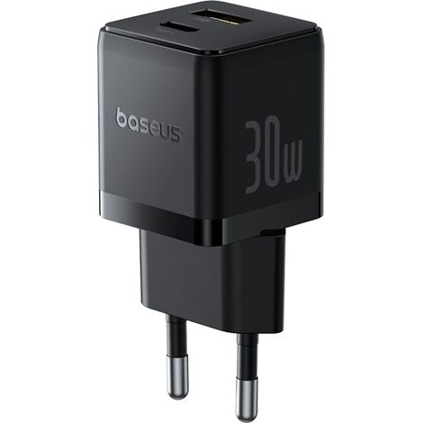 Caricabatterie da parete Baseus Palm da 30 W con porte USB-C e USB-A - Nero (1/5)