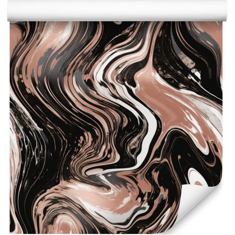 Tapete in den Farben Braun, Beige und Schwarz für Wohn- und Schlafzimmer, 50 x 1000 cm (1/5)