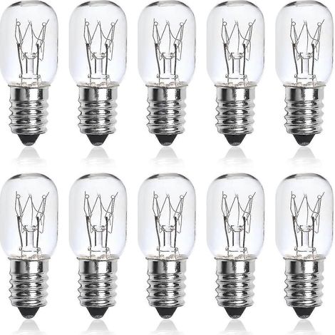 Lot de 10 ampoules à vis Edison E14 de 25 W, dimmables, transparentes, pour four et appareils électroménagers, avec éclairage au sel de l'Himalaya. (1/5)