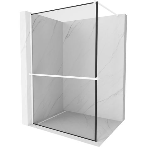 Mexen Kioto+ Duschwand mit Walk-in Regal 80 x 200 cm, schwarzes Muster, weiß - 800-080-121-20-70 (1/5)