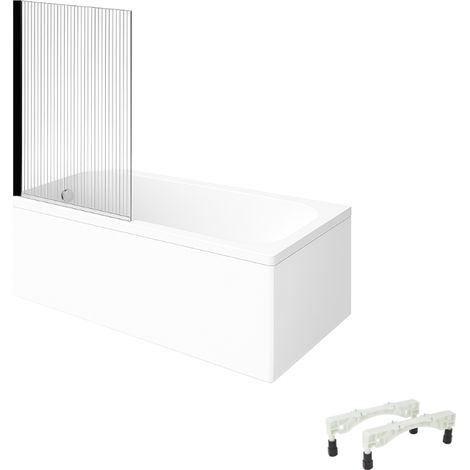 Bañera recta VILLEROY & BOCH Architectura con patas acrílica 170 x 75 cm + Mampara de bañera izquierda AURYS Raywall cromada