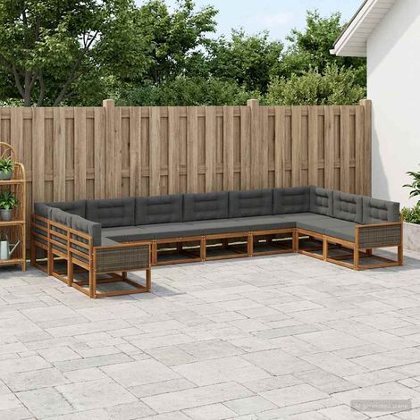 vidaXL Outdoor-Sofagarnitur mit Kissen 10 pcs Natur und Anthrazit (1/5)