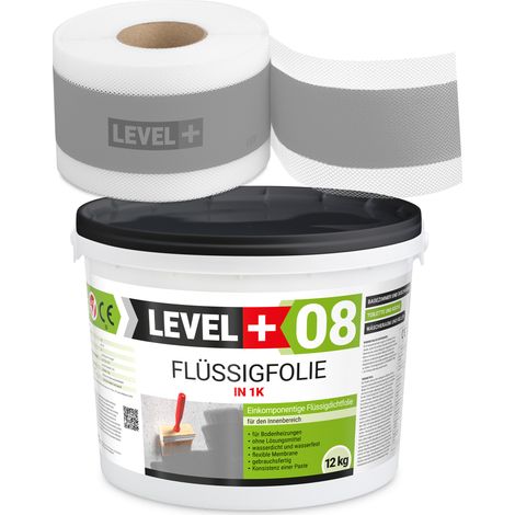 LEVEL+ Dichtset für Duschabdichtung Bad Dichtband Flüssigfolie 12kg SET105G1 (1/4)