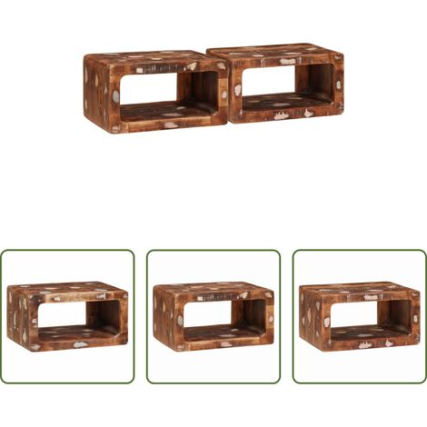 vidaXL Rustikaler Nachttisch - Nachttisch 2 pcs Braun Massives upgecyceltes Holz (1/5)