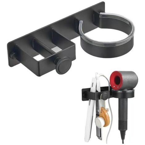 CSPARCV Haartrocknerhalterung, Halterung für Haartrockner und Glätteisen, kein Bohren erforderlich, Wandmontage, Haartrocknerhalterung aus Edelstahl, Aufbewahrung für Haartrockner im Badezimmer, Schwa (1/3)