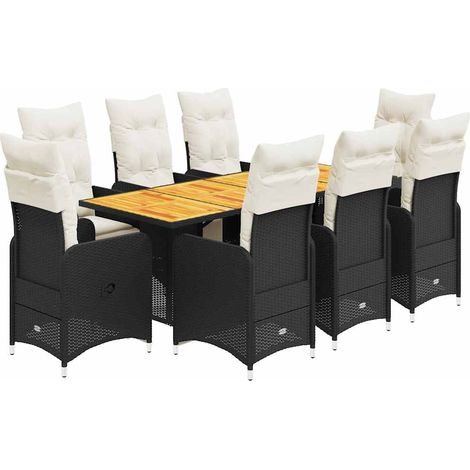 Maison Exclusive - 9-tlg. Garten-Bistro-Set mit Kissen Schwarz Po (1/5)