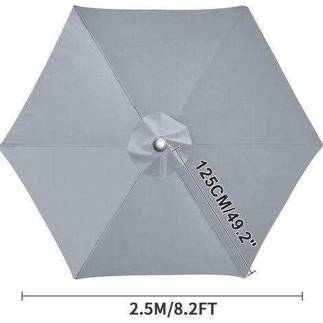 (Gris clair, 6 baleines, 2,5 m) Toile de rechange pour pare-soleil, imperméable, coupe-vent, imperméable et résistante aux UV. (1/5)