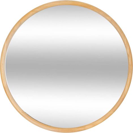 Atmosphera – Miroir rond en bois d'hévéa 55 cm – Verre de haute qualité – Design élégant pour chambre et couloir – Installation murale facile