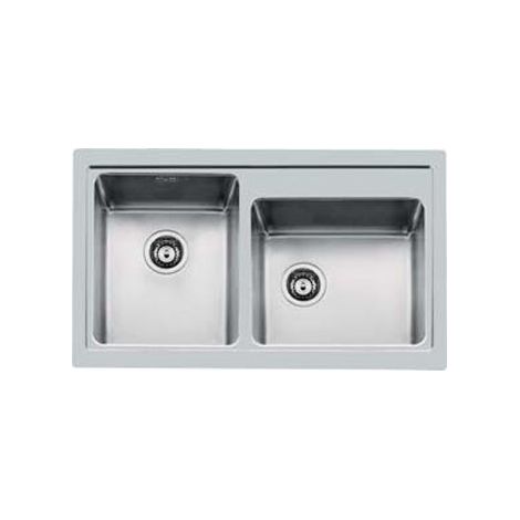 Foster 4385 050 S4000 Lavello da Incasso a Due Vasche Acciaio Inox Spazzolato (87.3x51.3x21 cm) colore Acciaio inox (1/2)