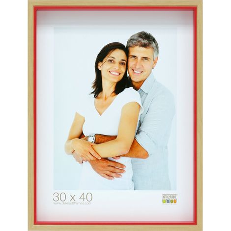 Cadre Photo Naturel avec Filet Rouge 15 x 20 cm (1/2)