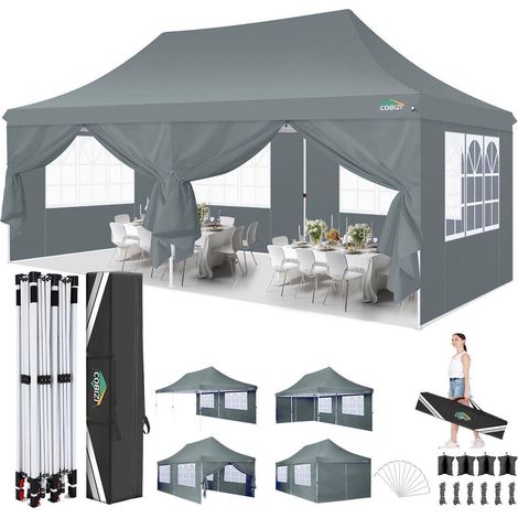 Faltpavillon 3x6m wasserdicht UV50+ mit 6 Seitenwänden, Partyzelt für Garten & Outdoor (1/5)
