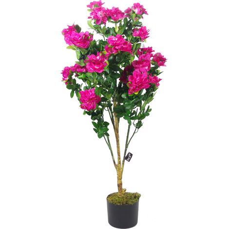 100cm Premium Artificial Azalea Pink Flowers Potted Plant (1/4)