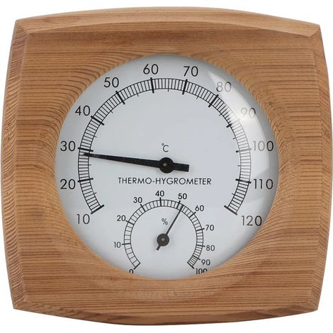 Thermomètre-hygromètre d'intérieur 2 en 1 – Thermomètre et hygromètre en bois pour hammams et saunas, accessoires pour la maison (1/5)