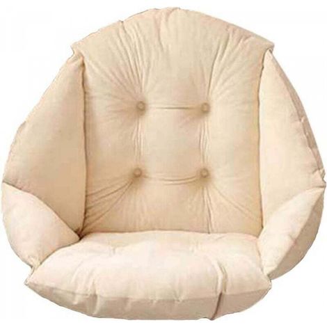 Coussin de Chaise avec Dossier siège Coquille Fauteuil Velours Douillet Elastique Impermeable pour Chaise en Rotin Paille Jardin Beige 40 40 48cm (1/5)
