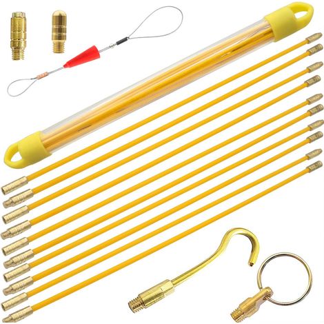 Tire fil électriques x Jeu de baguettes fibre Kit rétractable d’installation pour Cable en Boîtier 10 pièces 33cm Plastique Verre (1/4)