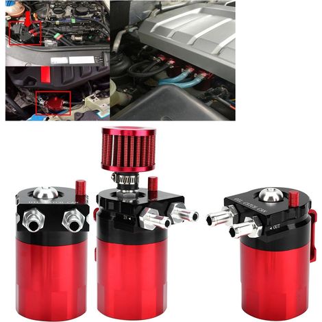 Accessoires de modification automobile : Réservoir de récupération d'huile universel à chicanes de 300 ml, rouge (1/5)