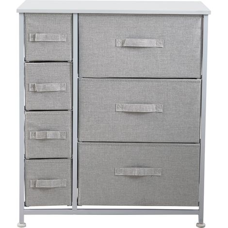 SVITA ARI Metall-Regal mit Stoffschubladen Aufbewahrungsschrank Sideboard Weiß/Hellgrau (1/5)