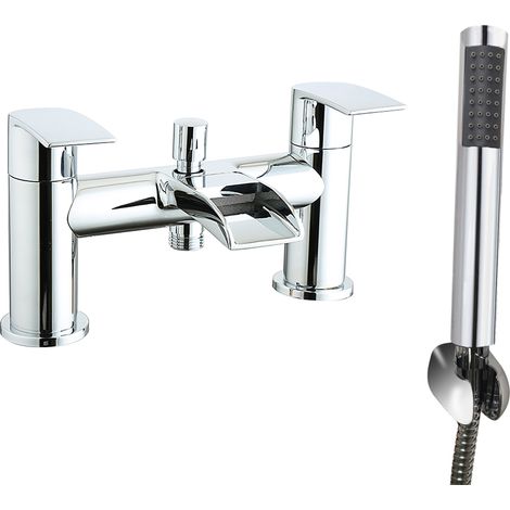 Waterfall Bath Shower Mixer Tap Chrome Hand Held Shower Head (1/3)