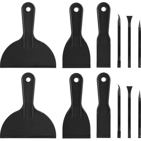 JSSEVN - 12-piece Scraper Set, Including 6 Black Flexible Putty Knives and 6 Detail Scrapers for Repairing, Filling, Patching, and Plastering (1/5)