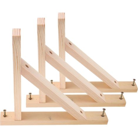 3pièces Support Étagère Mural Bois Massif Équerres Triangulaires Robustes pour Consoles Décoratives Support Mural pour Applique et Lampe Suspendue Installation Facile et Gain (1/5)
