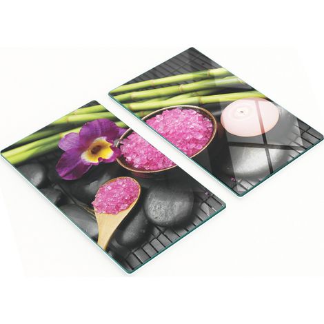 Tableros de vidrio duraderos y elegantes con dise帽o de orqu铆deas y piedra zen 2x30x52 cm
