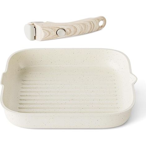 RIOVARM 28 cm Induction Poêle à griller avec Poignées Détachables Antiadhésive Poêle à steak Pour tous les poêles Poêles gril sans PFOA Poêle à frire Convient pour le lave-vaisselle et le four (1/5)