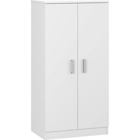 Dmora - Armadio multiuso 2 ante Akimera, Mobile ausiliario, Mobile basso porta scarpe con 6 ripiani, Scarpiera moderna, 55x36h108 cm, Bianco (1/5)