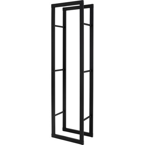 ML-Design Estantería metálica para leña 40 x 150 x 25 cm soporte organizador de madera para interior o exterior, leñero negro moderno estructura de acero semicircular decorativo junto a chimenea (1/5)