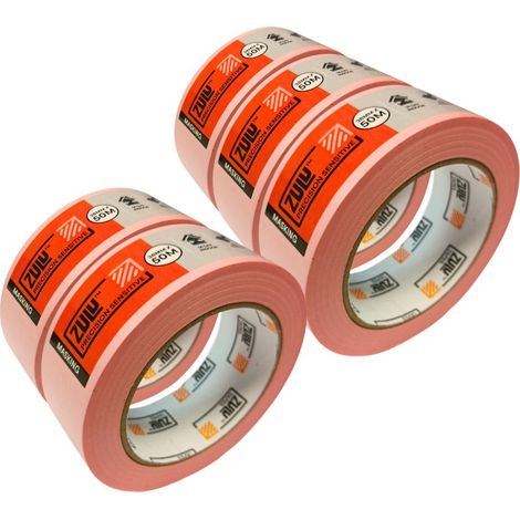 Zulu Precision Sensitive Indoor Pink Painters Masking Tape - 38mm x 50m (14 days), 5 Pack (1/2)