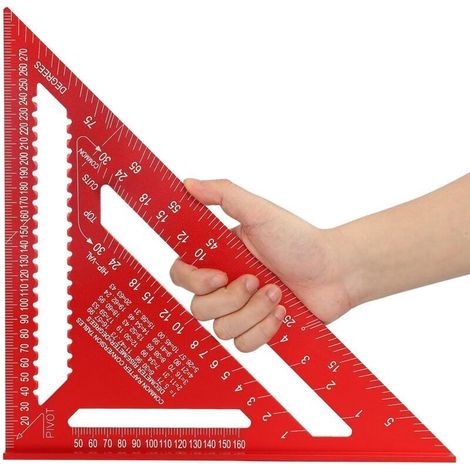 180 mm Equerre Menuisier, Aluminium Regle, équerres de charpentier triangulaire épaissi à 45 90 Degres, haute précision mesure outillage, pour charpen (1/4)
