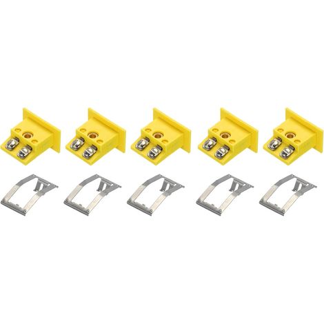 Prise Femelle Mini à Montage Encastré de Type K pour Thermocouple, Haute Température 220°C (428°F), pour Connecteurs de Fils de Thermocouple, Prise Mâle, Jaune, Lot de 5 Pièces (1/5)