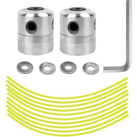 2 têtes de débroussailleuse universelles en aluminium - Double fil et brosse coupe-bordures - Pour gazon et débroussaillage - Conception robuste. (1/5)