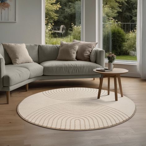 Elisa tapis salon moderne doux motif géométrique beige