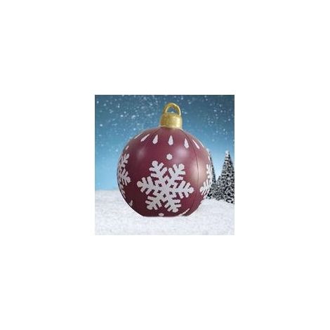 Décorations de Noël - Boule de Noël gonflable géante de 60 cm (23,6 pouces) en PVC décoré pour l'extérieur - Flocon de neige rouge (1/5)