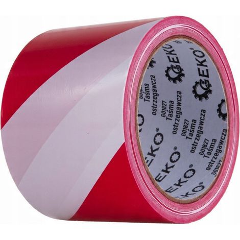 Ruban de signalisation rouge et blanc 100 m x 75 mm