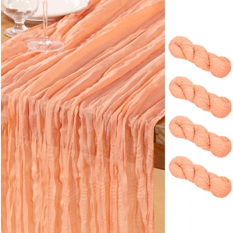 Chemins table mousseline 17x108 pouces pêche corail bohème (1/5)
